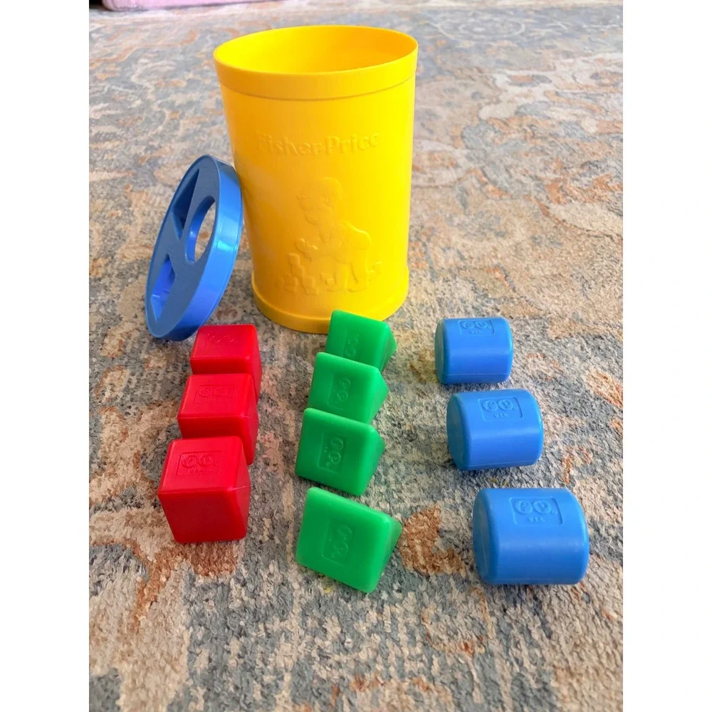 Vintage 1977 Fisher-Price Baby's First Shape Sorting Blocks Toddler Toy